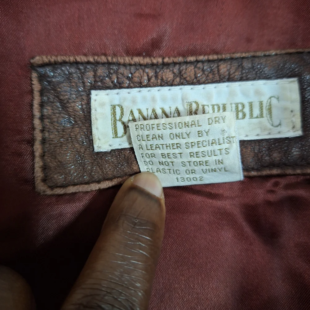 VTG Banana Republic Dark Brown Leather Bomber Jacket